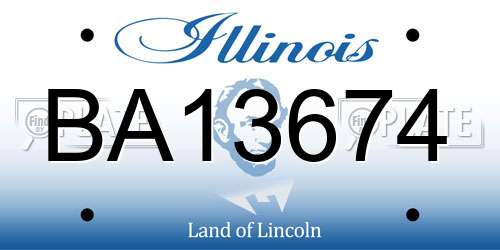 BA13674 Illinois License Plate