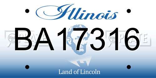 BA17316 Illinois License Plate