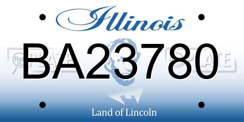 BA23780 Illinois License Plate