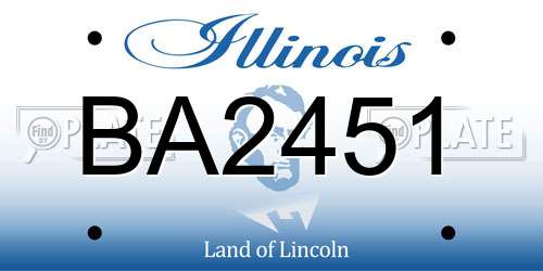 BA2451 Illinois License Plate