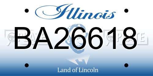 BA26618 Illinois License Plate