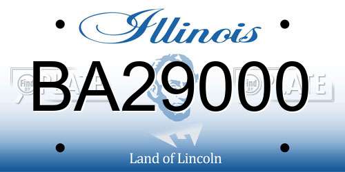 BA29000 Illinois License Plate