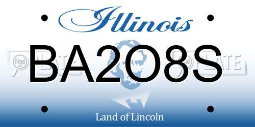 BA2O8S Illinois License Plate