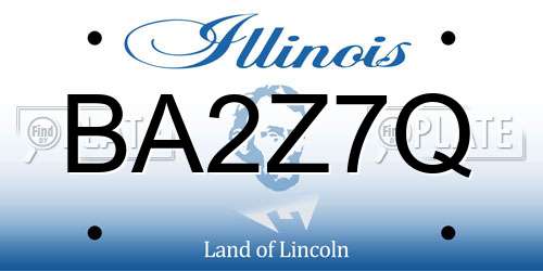 BA2Z7Q Illinois License Plate