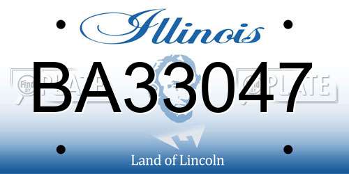 BA33047 Illinois License Plate