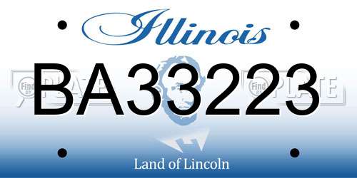 BA33223 Illinois License Plate
