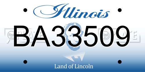BA33509 Illinois License Plate