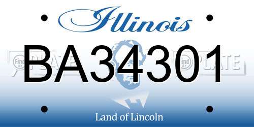 BA34301 Illinois License Plate