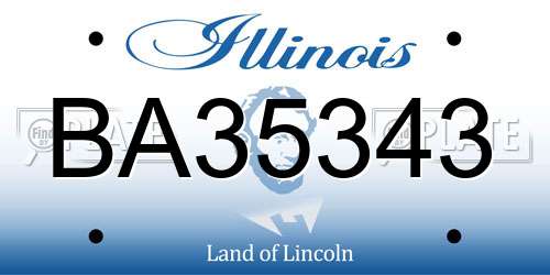 BA35343 Illinois License Plate