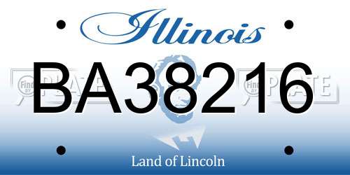 BA38216 Illinois License Plate