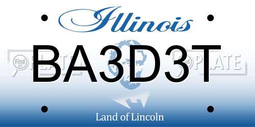BA3D3T Illinois License Plate