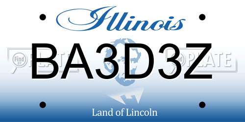BA3D3Z Illinois License Plate