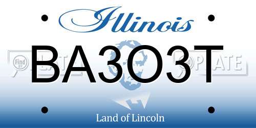 BA3O3T Illinois License Plate