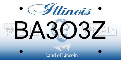 BA3O3Z Illinois License Plate