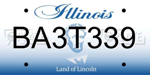 BA3T339 Illinois License Plate