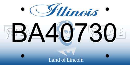 BA40730 Illinois License Plate