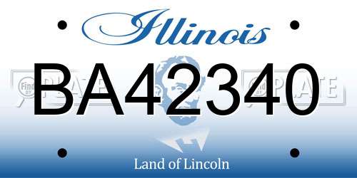 BA42340 Illinois License Plate