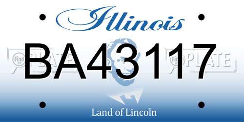 BA43117 Illinois License Plate