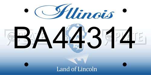 BA44314 Illinois License Plate