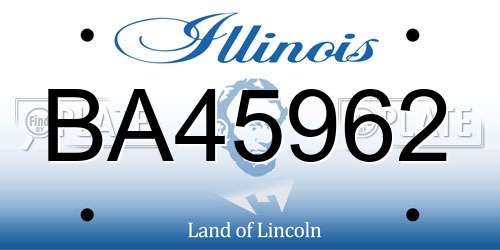 BA45962 Illinois License Plate