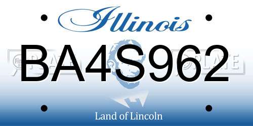 BA4S962 Illinois License Plate