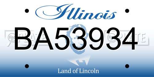 BA53934 Illinois License Plate