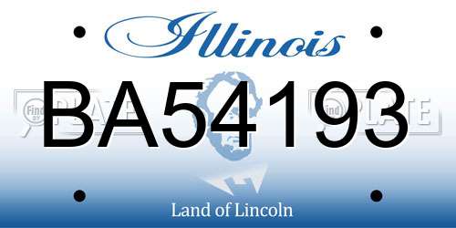 BA54193 Illinois License Plate