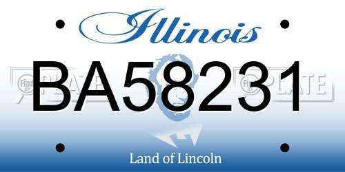 BA58231 Illinois License Plate