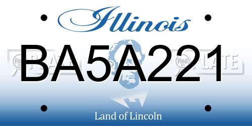 BA5A221 Illinois License Plate