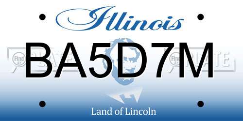 BA5D7M Illinois License Plate