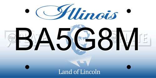 BA5G8M Illinois License Plate