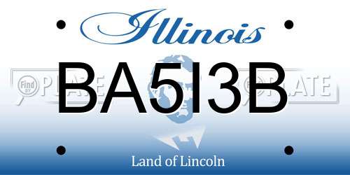 BA5I3B Illinois License Plate