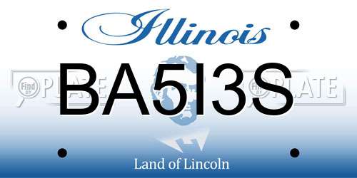 BA5I3S Illinois License Plate