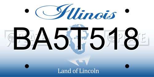 BA5T518 Illinois License Plate