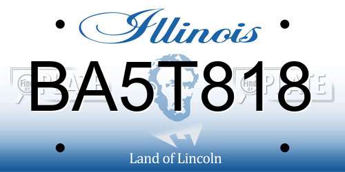 BA5T818 Illinois License Plate