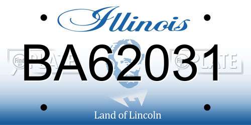 BA62031 Illinois License Plate