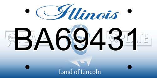 BA69431 Illinois License Plate