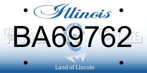 BA69762 Illinois License Plate