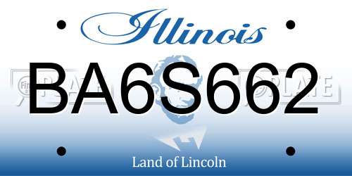 BA6S662 Illinois License Plate