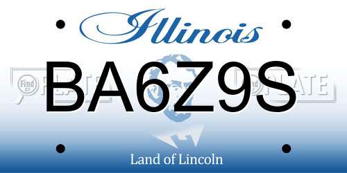 BA6Z9S Illinois License Plate