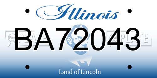 BA72043 Illinois License Plate