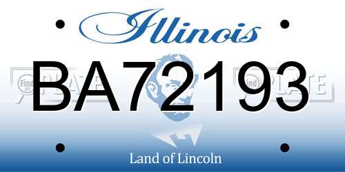 BA72193 Illinois License Plate