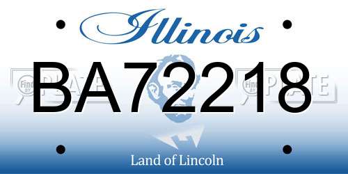 BA72218 Illinois License Plate