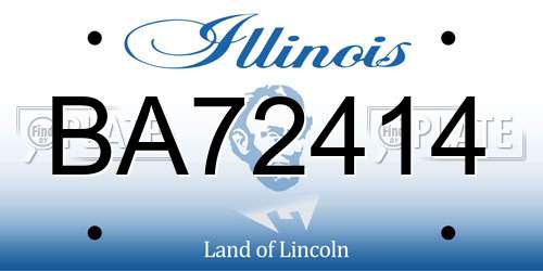 BA72414 Illinois License Plate