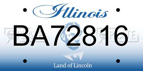 BA72816 Illinois License Plate