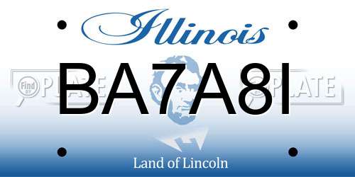 BA7A8I Illinois License Plate