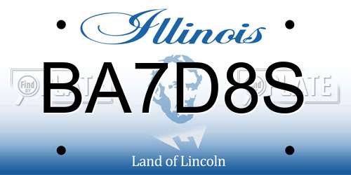 BA7D8S Illinois License Plate