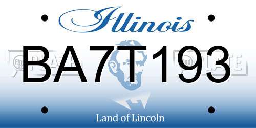 BA7T193 Illinois License Plate