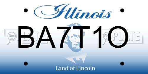 BA7T1O Illinois License Plate
