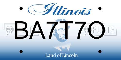 BA7T7O Illinois License Plate
